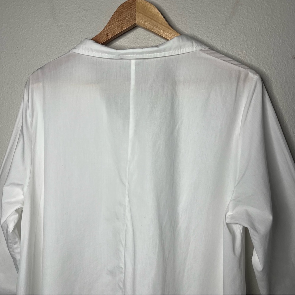 Luukaa White Cotton Poplin Asymmetrical Button Down Shirt Tunic Lagenlook Layer - Picture 5 of 10